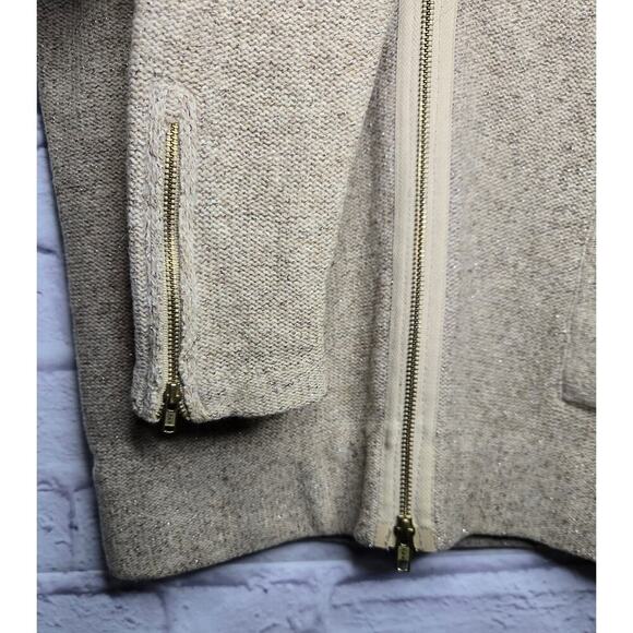 J.Crew brown 100% merino wool metallic full zip cardigan sweater XS. - Picture 5 of 7
